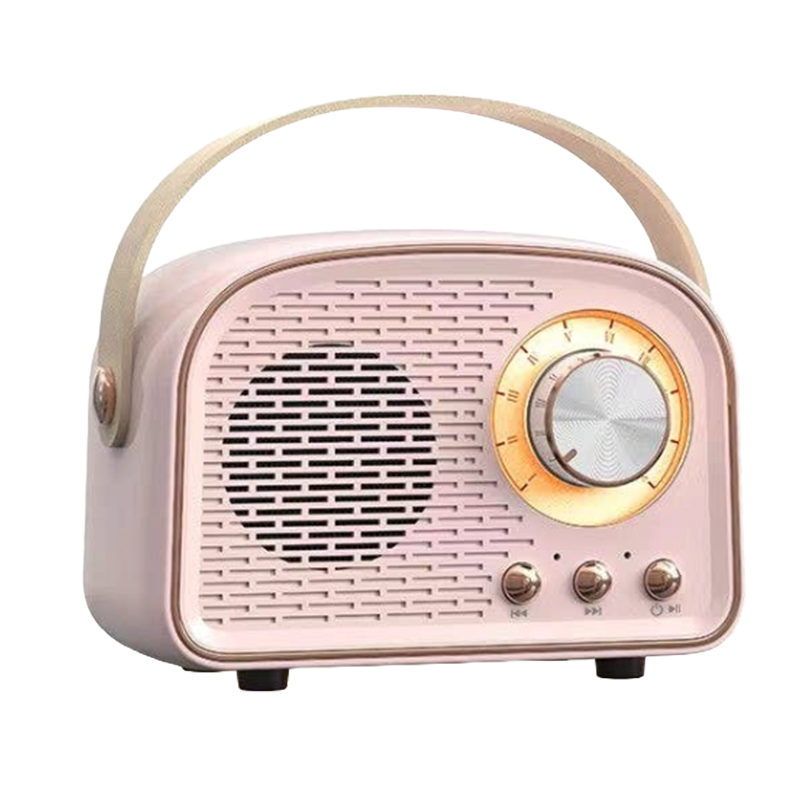 Vintage-Style Pastel Bluetooth Speaker – Cream, Pink & Mint