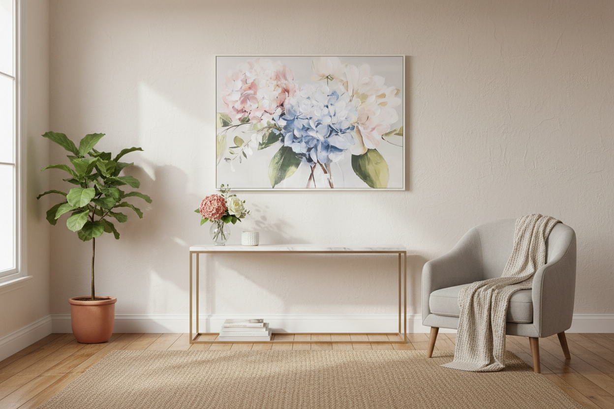 Hydrangeas from the Garden Framed Artwork 100x70cm