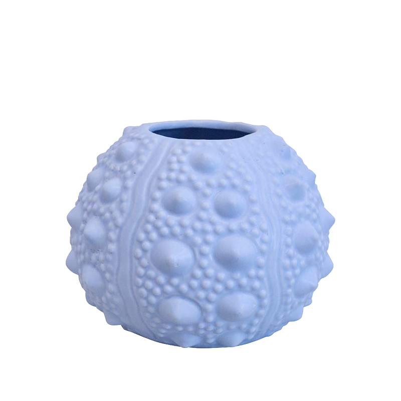 pale blue vase with sea urchin texture