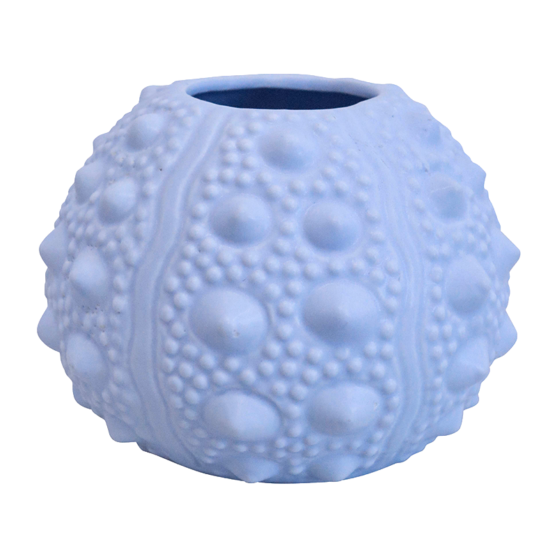 pale blue vase with sea urchin texture