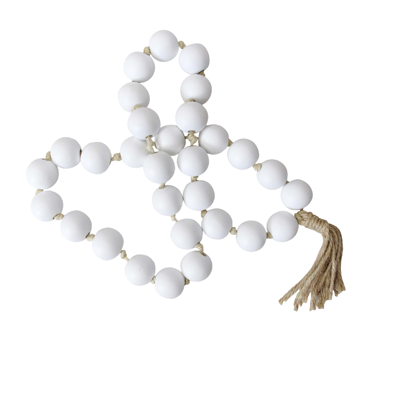 White large beaded garland with a tassel