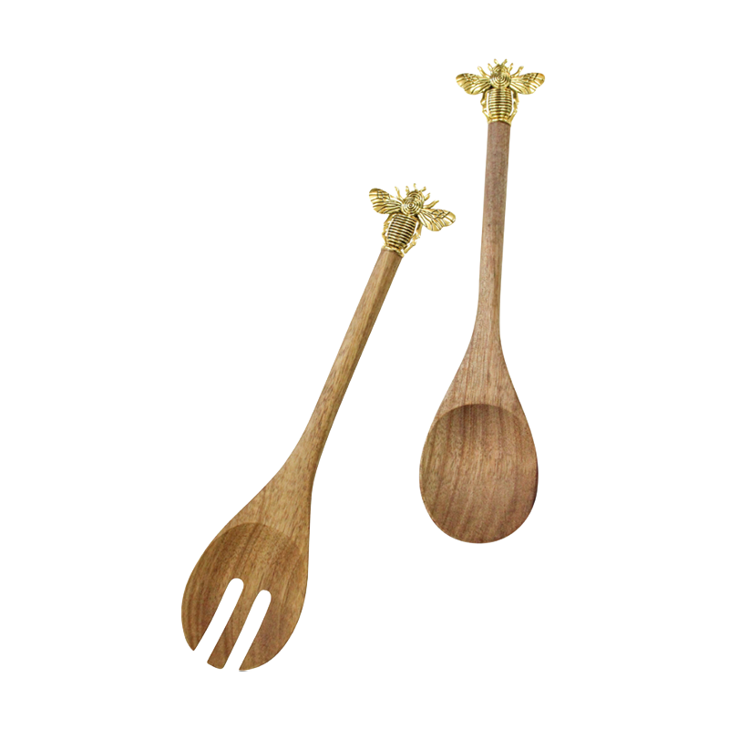 Golden Bee Salad Servers