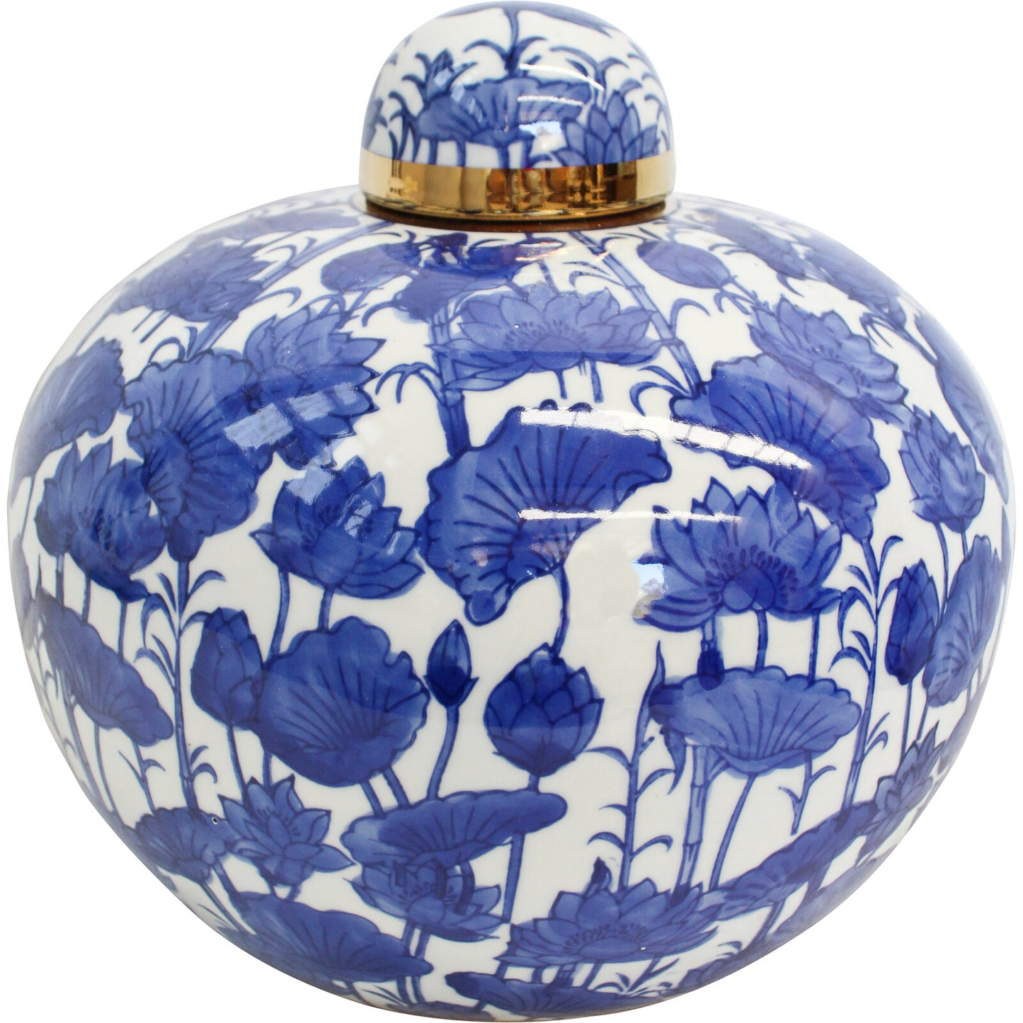 Water Lily Gold Trim Ginger Jar
