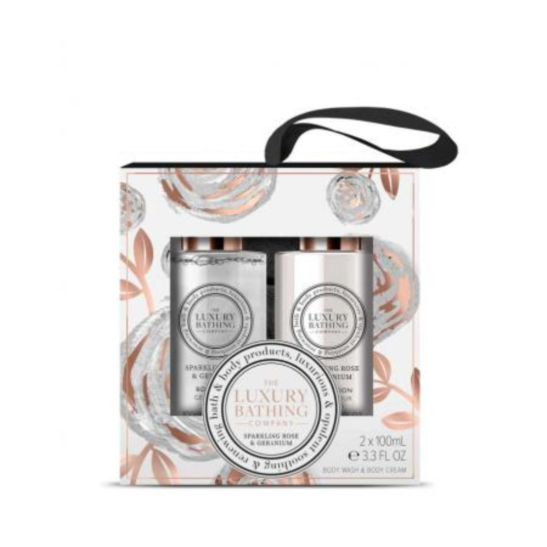 LUXURY BATHING COMPANY SPARKLING ROSE & GERANIUM BODY ESSENTIALS -