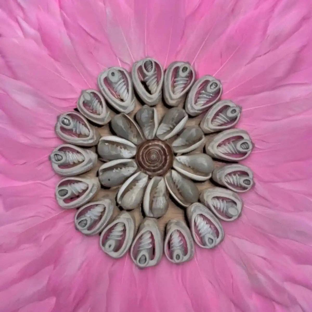 Pink Feather & Shell Juju Wall Hanging