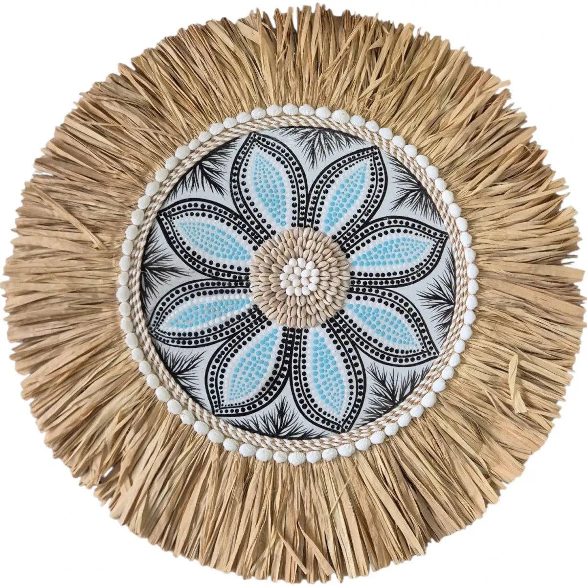 Raffia Juju Mandala Wall Hanging with Seashells