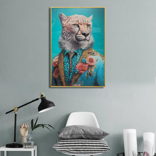 Tiger in Suit ( Bling 3D Prints with Gold Frame )