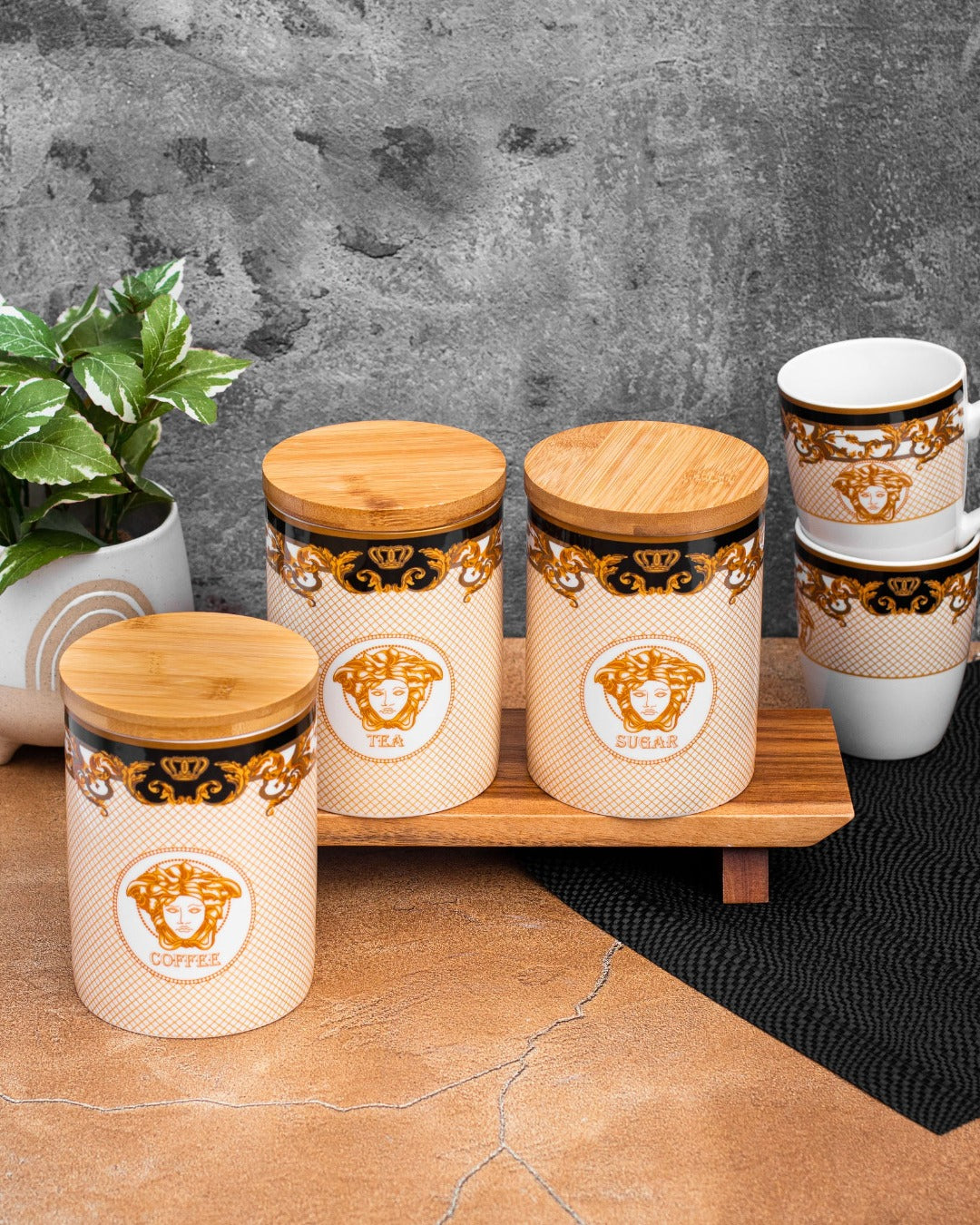 Medusa Luxe Gold Set of 3 Canister Sets