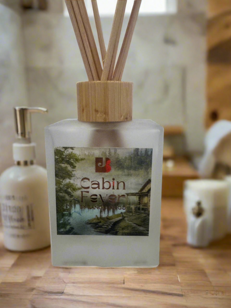 Cabin Fever Diffuser By Bango Jango ( Frosted Bottle )