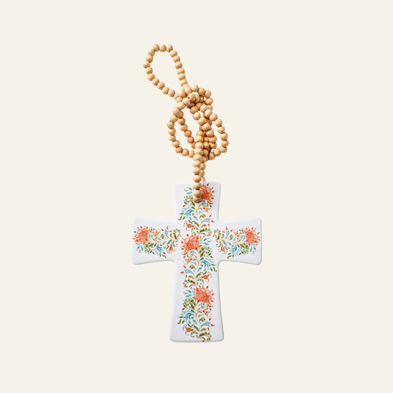 Ceramic Beaded Cross Ornament -Assorted Designs