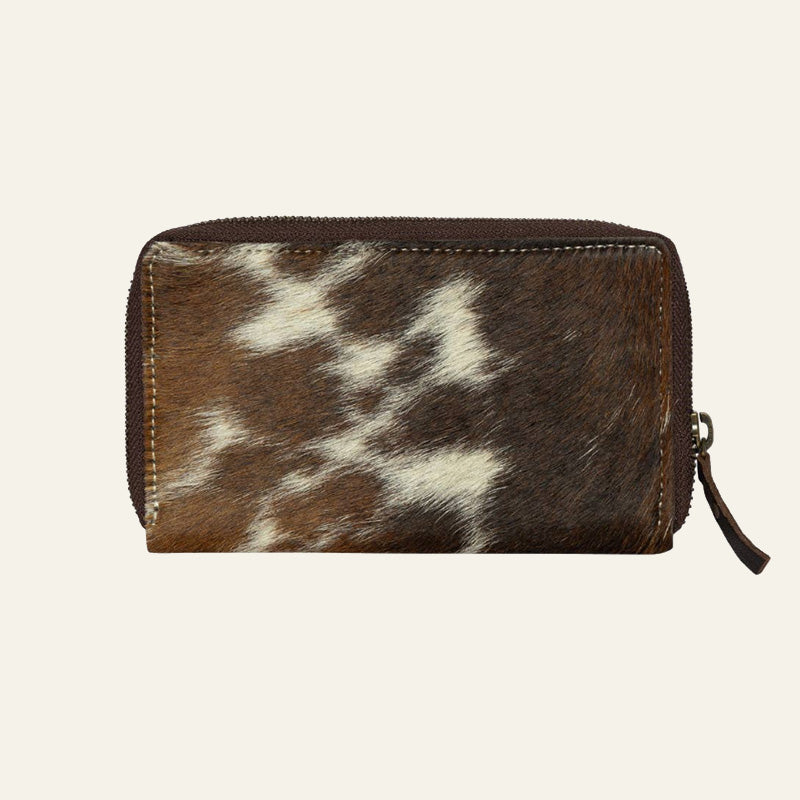 Hand-Tooled Bull Skull Cowhide Leather Wallet – Tan & White