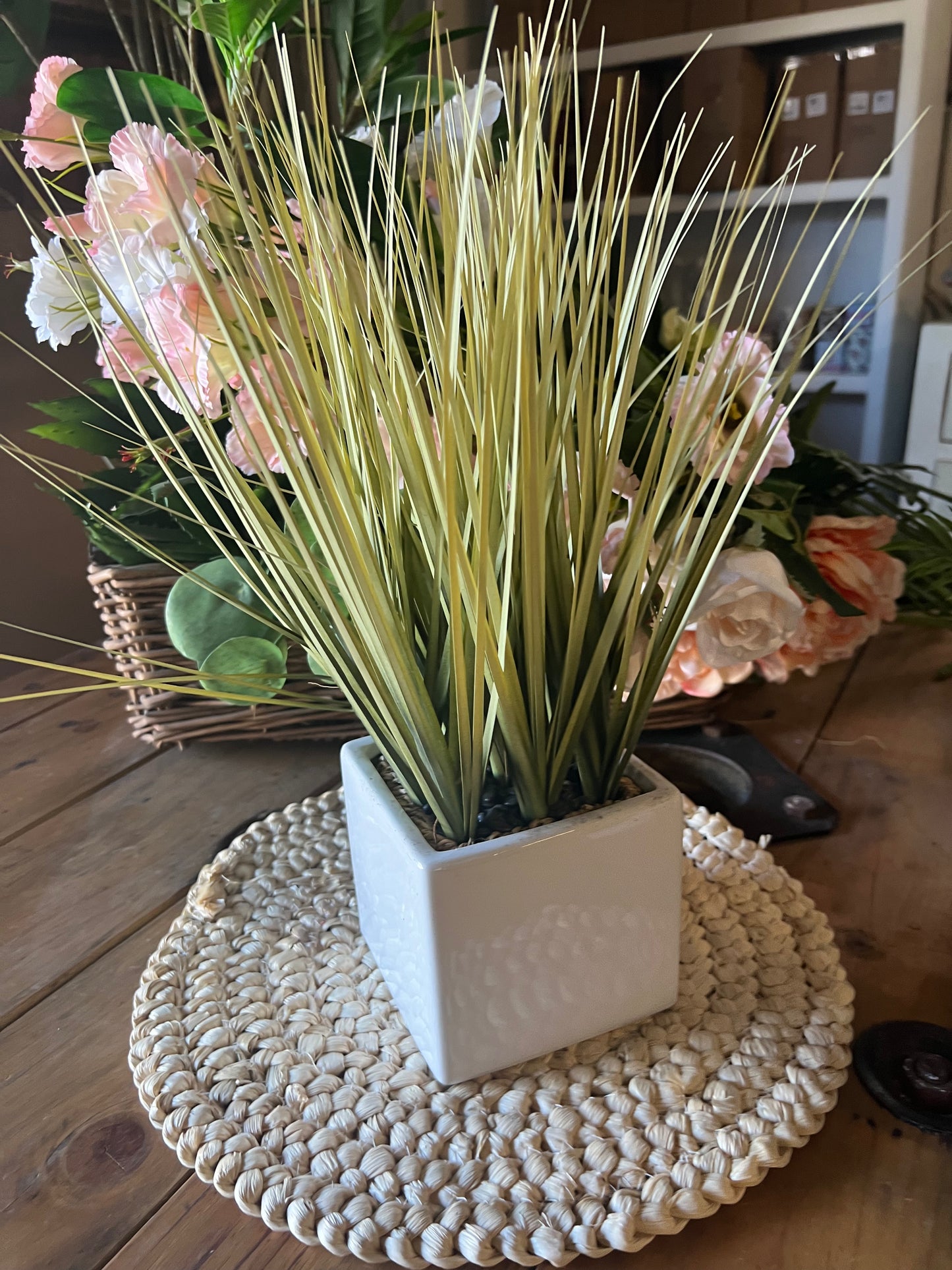 Small white square pot