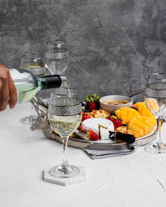 Medusa Stylish & Luxe Design Set/4 Wine Goblet Drinking Glasses Silver