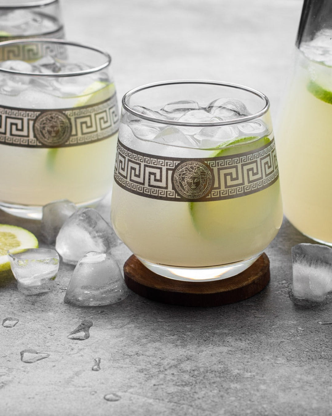 Medusa Stylish & Luxe Design Set/4 Scotch/Whiskey Drinking Glasses Silver