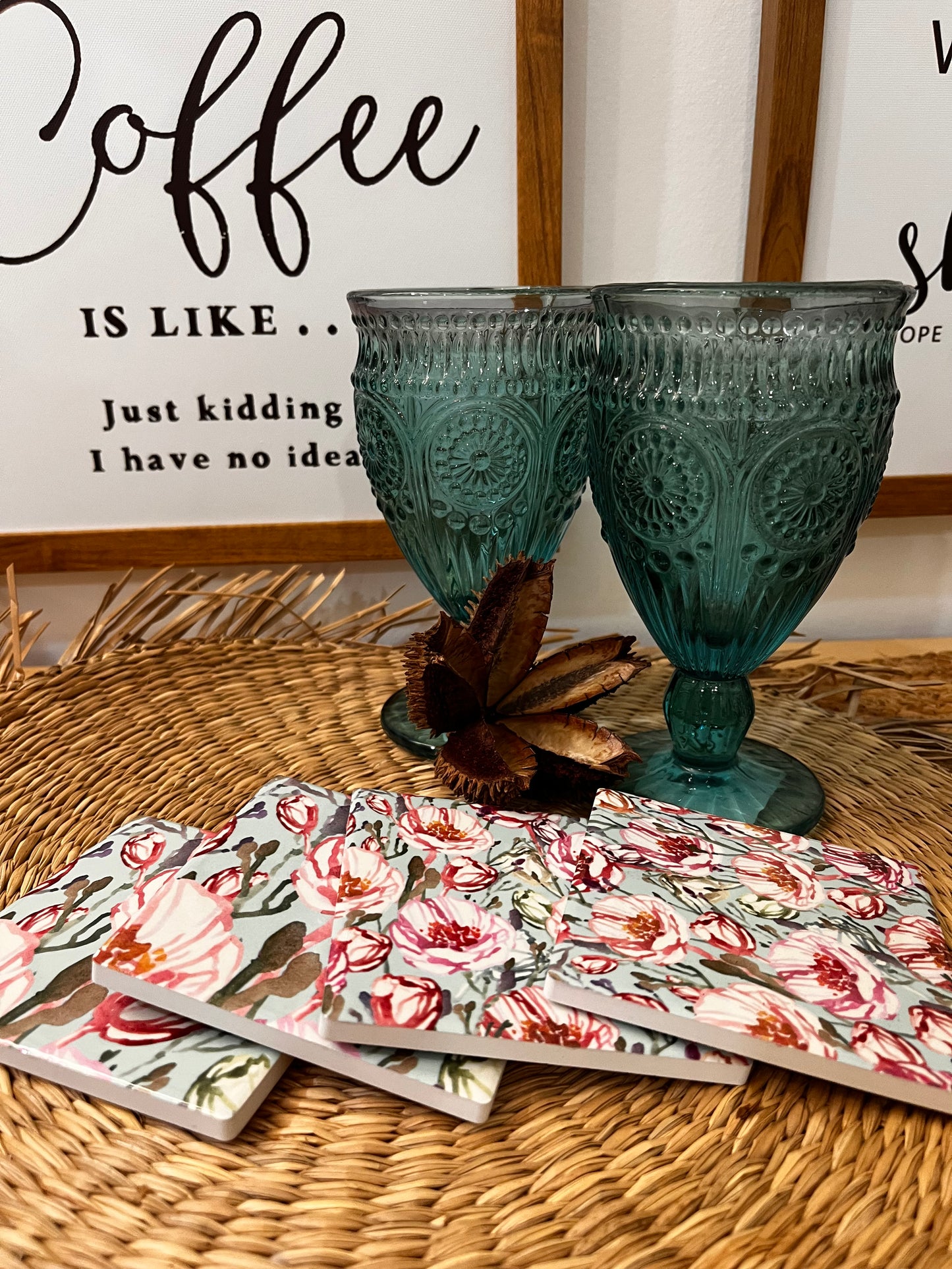 Floral Coasters x 4