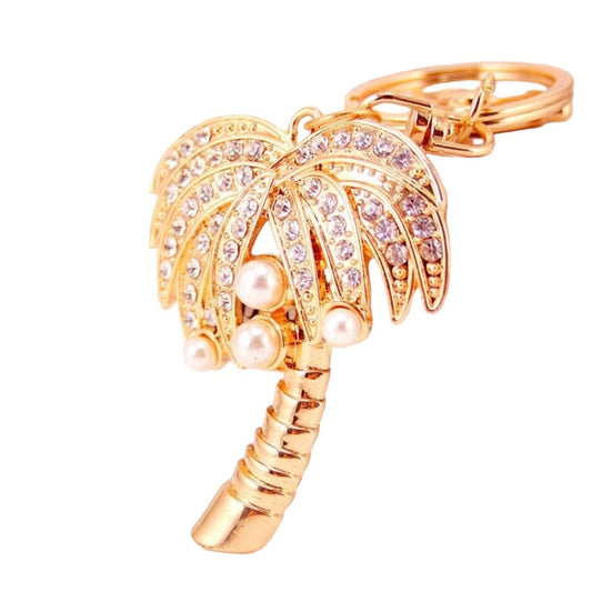 Palm Tree Gold Bling Key Ring