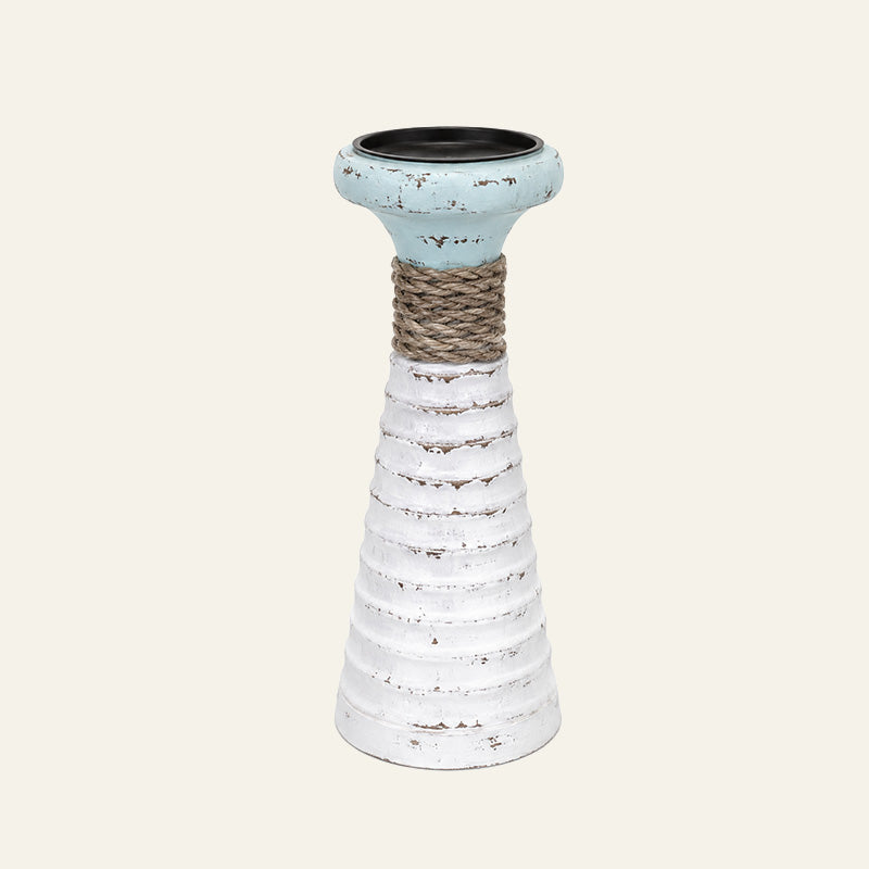 White & Sage Rope Candle Holders 20cm and 30cm