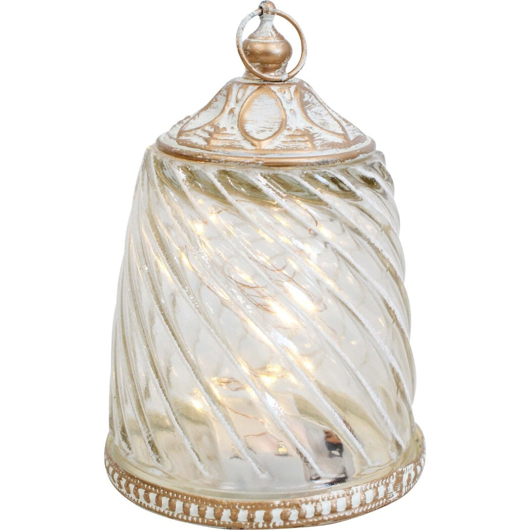 Lantern Led Swirl Gold/wash