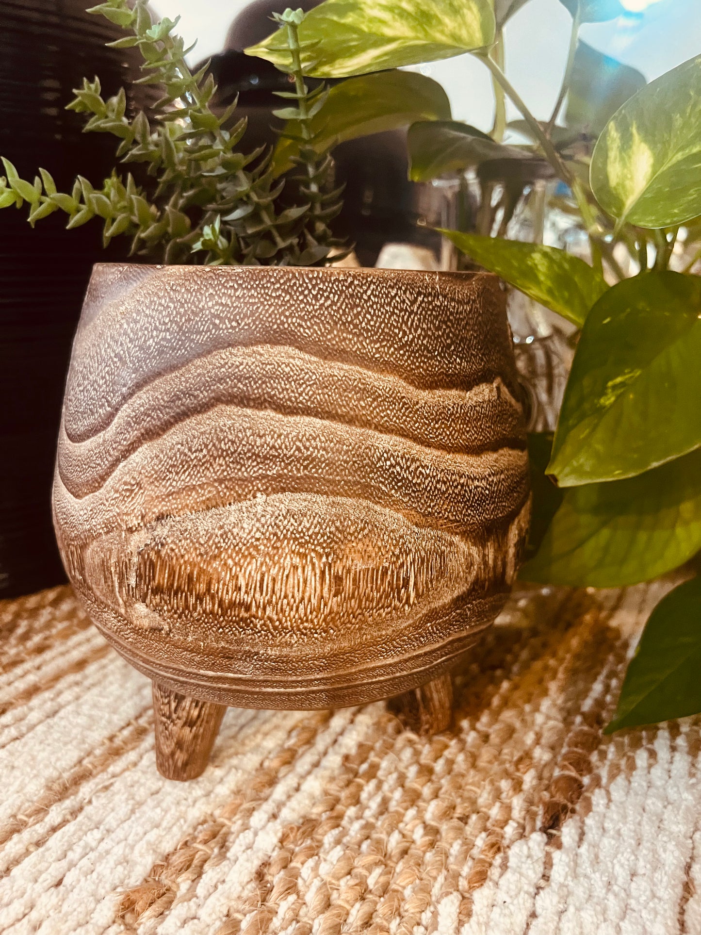 Wooden Carved Planter