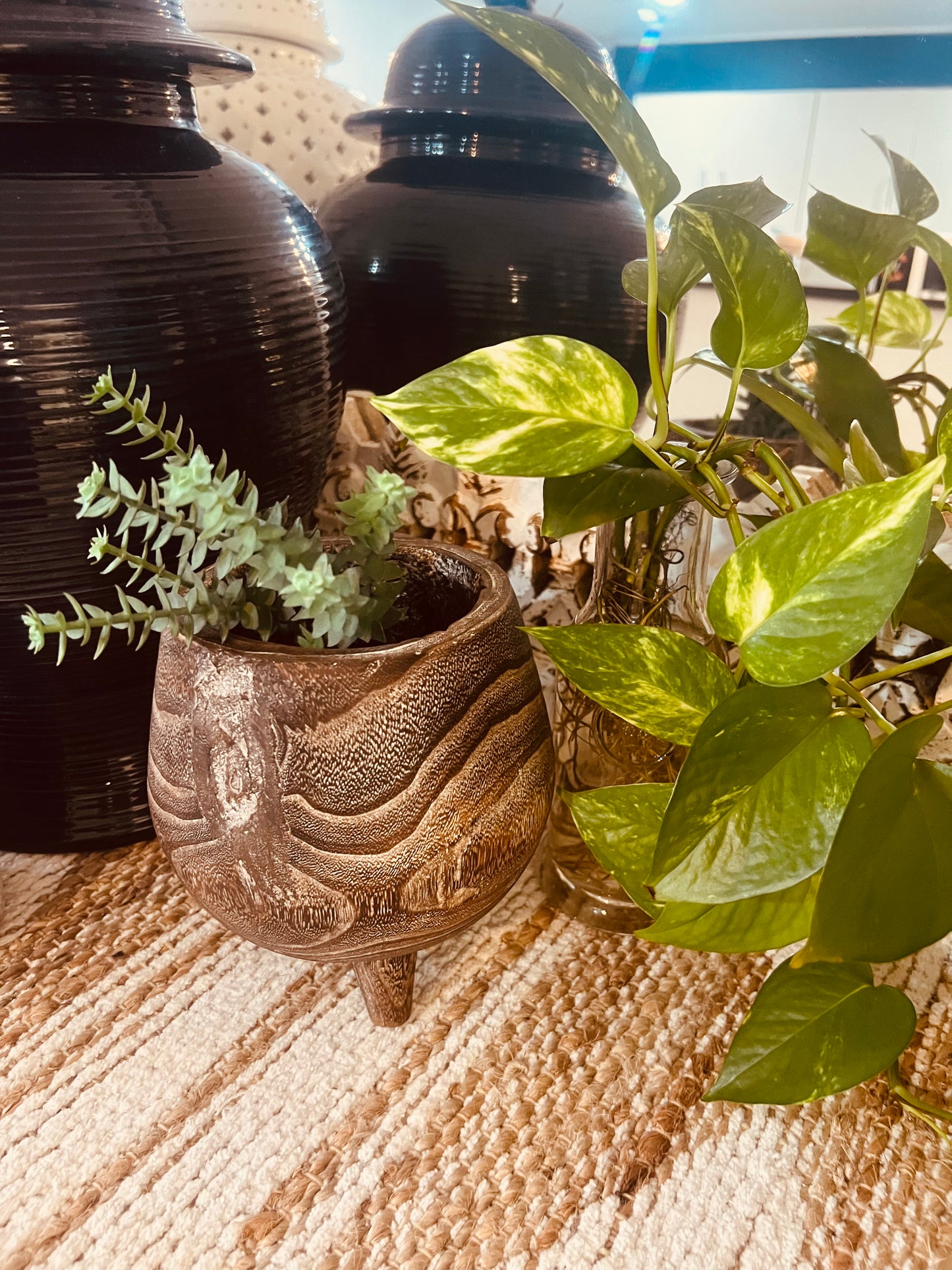 Wooden Carved Planter