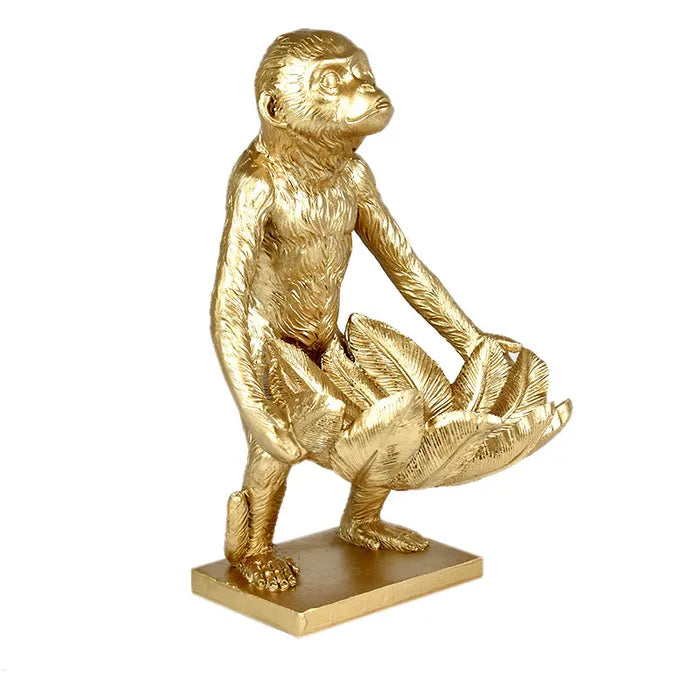 MONKEY RESIN BOWL SCULP (GOLD)