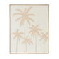Framed neutral palm artwork with soft blush tones and natural frame