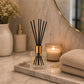 Monarch Luxury Square Reed Diffuser 200ml - Clear Glass with Tall Gold Collar