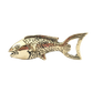 Solid brass decorative fish bottle opener with detailed engraved finish facing left