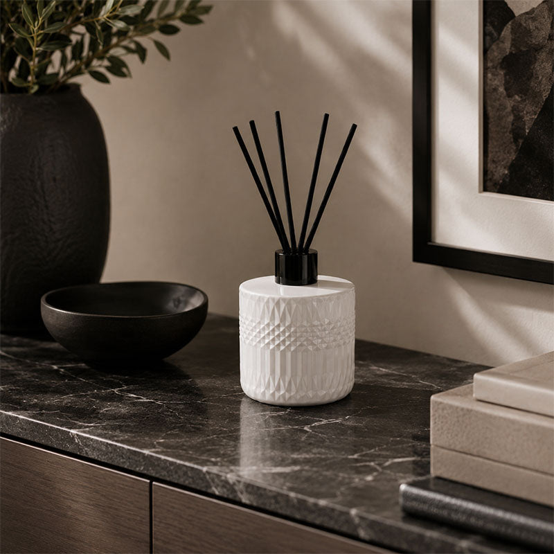 Deco White Reed Diffuser with Custom Lid Finish