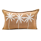 Sunset Palms cotton cushion cover with embroidered three palm design in warm neutral tones