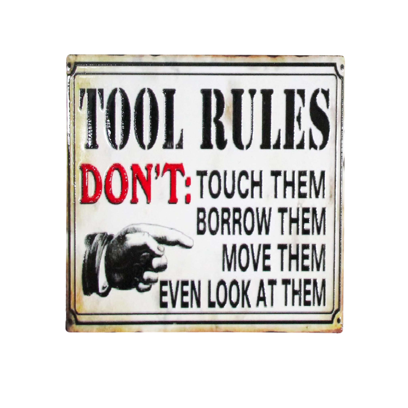 Ceramic Coaster with humorous tool rules text on a white background