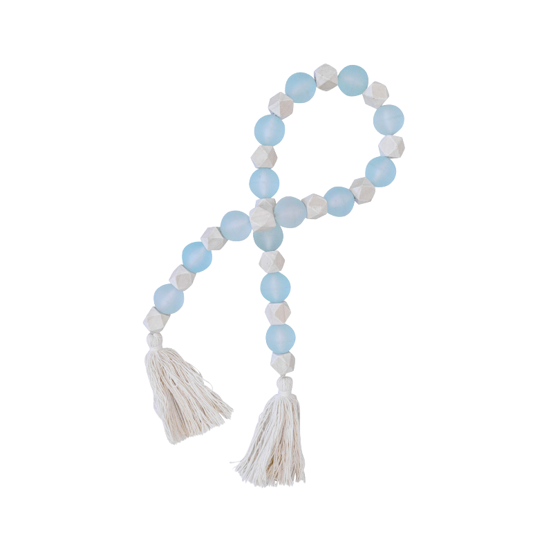 Blue and White beaded garland with tassels