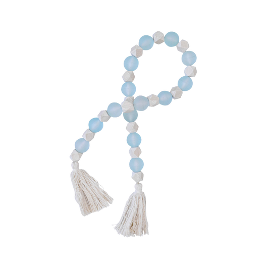 Blue and White beaded garland with tassels