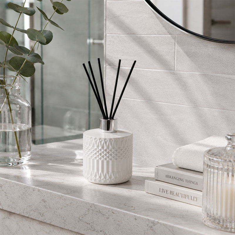 Deco White Reed Diffuser with Custom Lid Finish