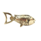 Solid brass decorative fish bottle opener with detailed engraved finish facing right