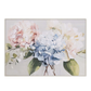 Framed hydrangea floral artwork with soft blue, blush and cream tones