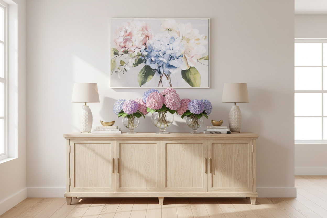 Hydrangeas from the Garden Framed Artwork 100x70cm