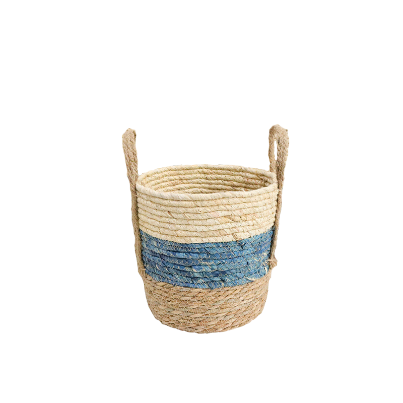 Small Woven basket with blue accent 