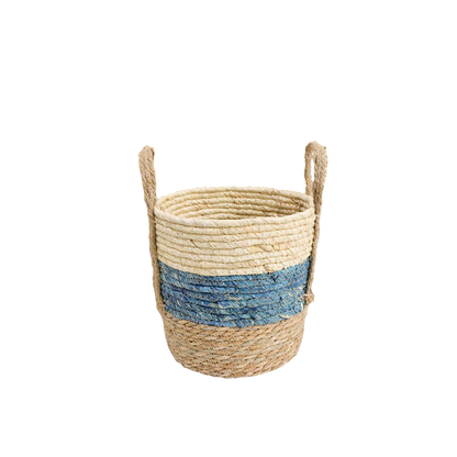 Small Woven basket with blue accent 