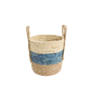 Medium Woven basket with blue accent and handles 