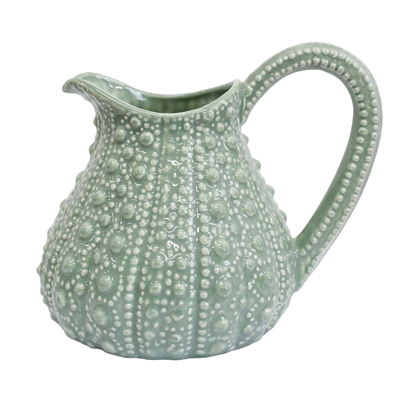 Green urchin textured ceramic pitcher
