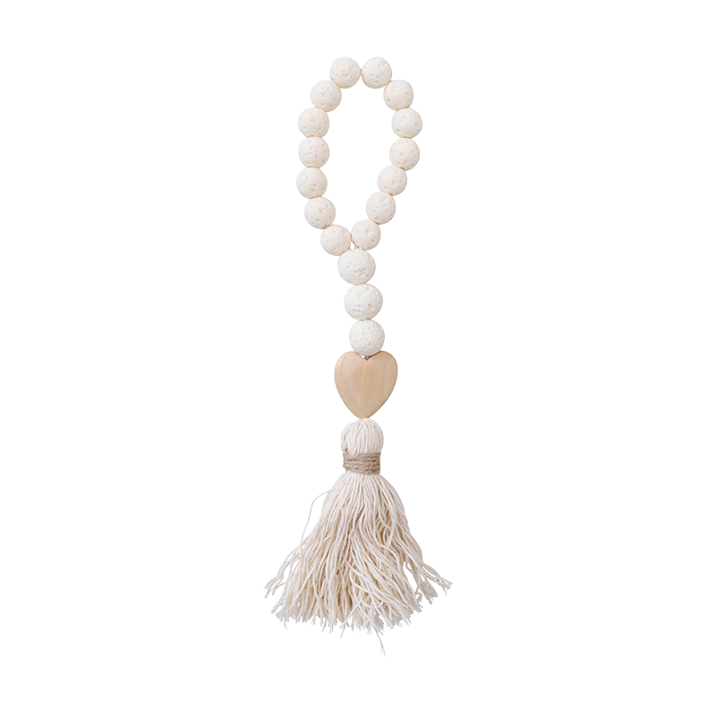 Pink stone garland with heart pendant and tassels