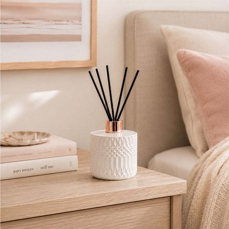 Deco White Reed Diffuser with Custom Lid Finish