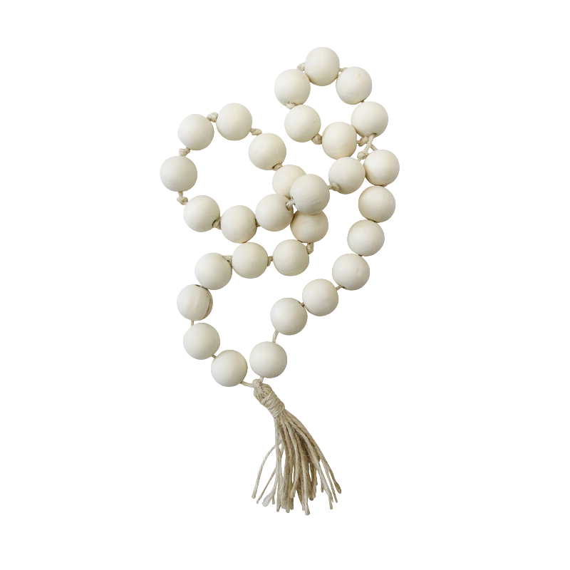 natural wood large beaded necklace with tassel 