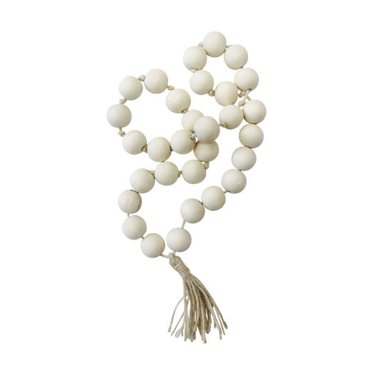  natural wood large beaded necklace with tassel 