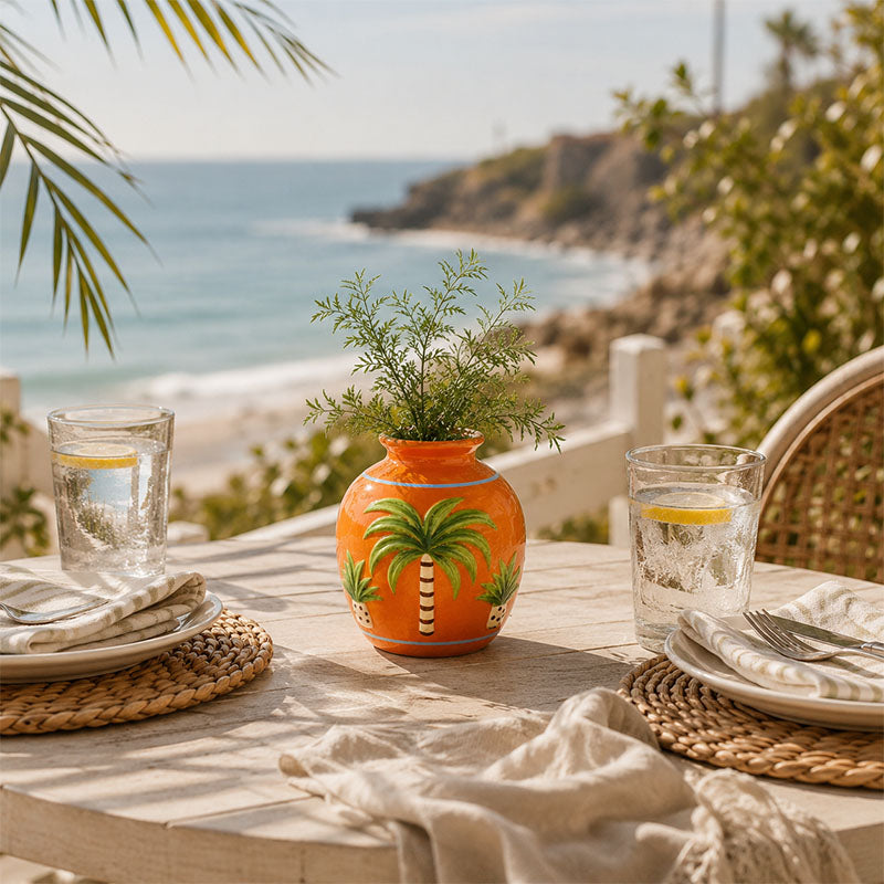 Tropical Palm Ceramic Vase
