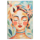 Framed tropical portrait artwork with warm terracotta tones and floral detailing
