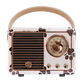 Retro paw print Bluetooth speaker with tan handle, front speaker grille and copper-style control dial.