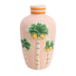 Pink Vase with palm tree and coconut design