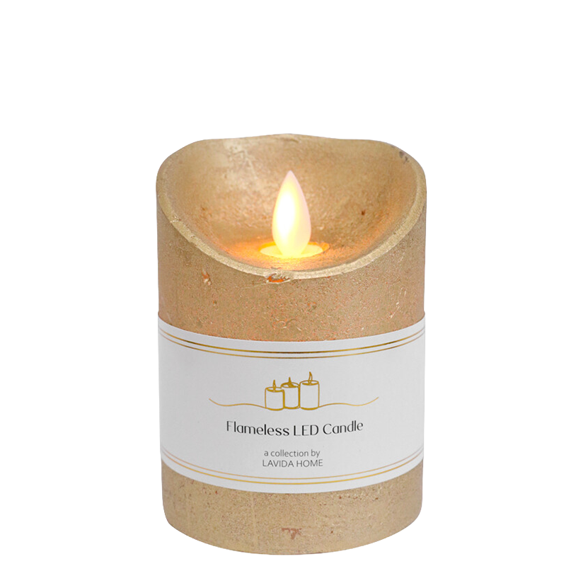 Flameless LED candle with wax-like texture 